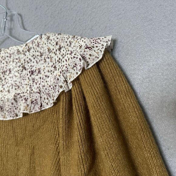 Zara Sweater Small Floral Peter Pan Collar Puff Sleeve Cottage Core Prairie Boho - Picture 10 of 11